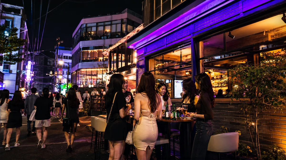 신림역 회식 상권 밤 거리 및 직장 단체 이동 동선 이미지