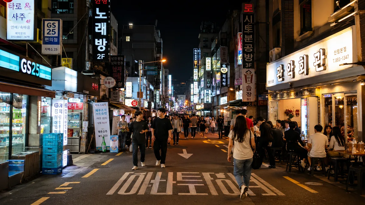 신림역 밤거리 시스템 안내 배경